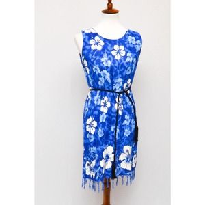 Vintage Hawaiian 1980s Want dress with fringe hemline.